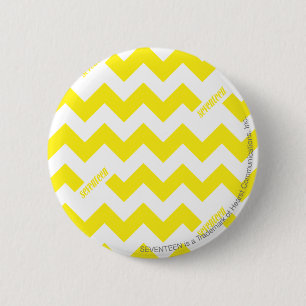 Gele zigzag ronde button 5,7 cm