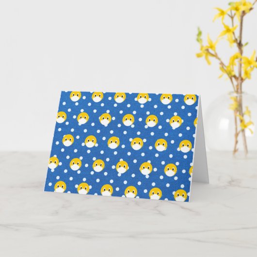 gele zijde met medisch masker kaart (Gele Bloem)