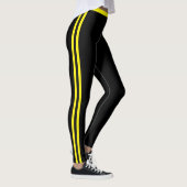 Gele zijstreep Zwarte Leggings Kies kleuren (Rechts)