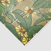 Gele Zinnias Waterverf Schilderen Bruin Tissuepapier (Detail)