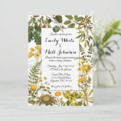 Gele Zomer Bloemen Huwelijksuitnodiging Kaart (Staand voorkant)