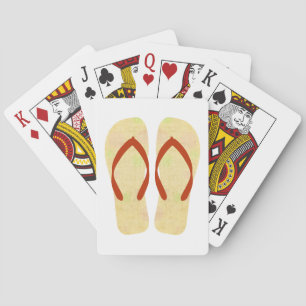 Gele Zomer Strand Party Teenslippers Speelkaarten