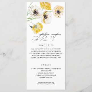 Gele zomerbloemen Minimalistisch trouwmenu Menu