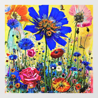 Gele zomerbloemen raamsticker