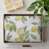 Gele zomercitroenen met groene waterverf tissuepapier (Geschenk)