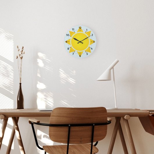 Gele zon grote klok