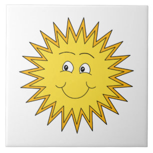 Gele Zon met een Happy Face. Tegeltje