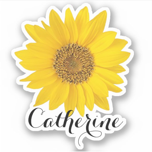 Gele zonnebloem Aangepaste naam Contour Sticker (Voorkant)