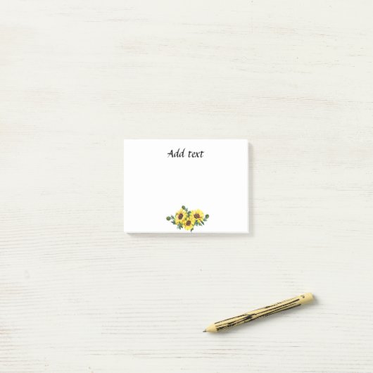 gele zonnebloem arrangement sjabloon post-it® notes (Op bureau)