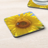 Gele zonnebloem bier onderzetter (Linkerzijde)