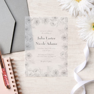 Gele Zonnebloem bladeren Tuin Minimalistische Brui Vellum Uitnodigingen