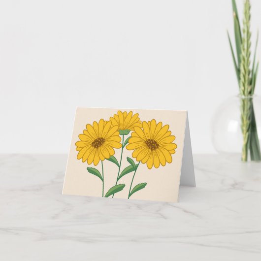 Gele zonnebloem Blank Florence Note Card Kaart (Voorkant)