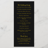 Gele Zonnebloem Bloem Zwart Trouwprogramma Programma (Achterkant)