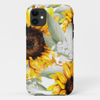 Gele Zonnebloem Bloemige Rustieke Herfst Bloem iPhone 11 Hoesje