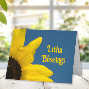 Gele Zonnebloem Bloesem Litha Zomerzonnewende Kaart