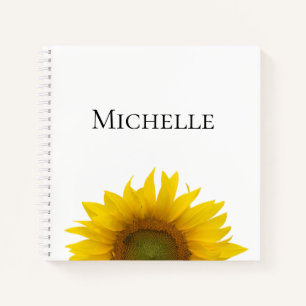 Gele zonnebloem Bloom Monogram Cute Blue Notitieboek