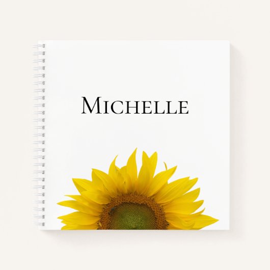 Gele zonnebloem Bloom Monogram Cute Blue Notitieboek (Voorkant)