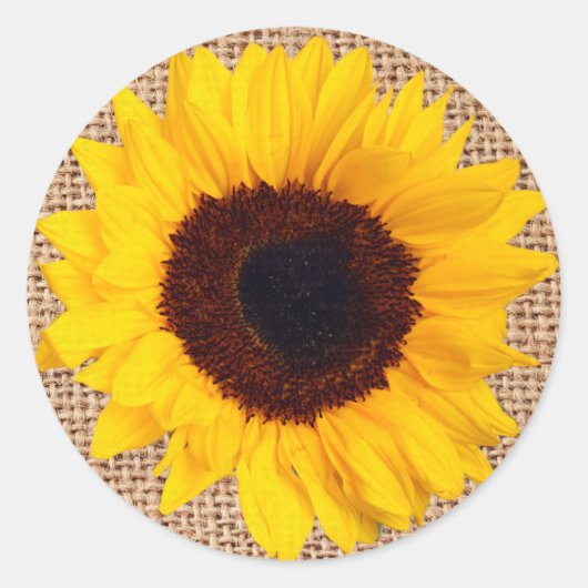 Gele zonnebloem Burlap Sticker Envelope Seal (Voorkant)