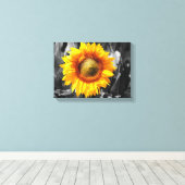 Gele zonnebloem canvas afdruk (Insitu (Houten vloer))