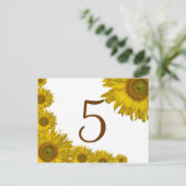 Gele zonnebloem Edge-tabelnummer Briefkaart (Staand voorkant)
