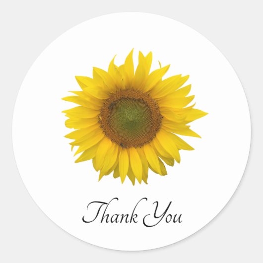 Gele zonnebloem Elegant Typografie Floral Ronde Sticker (Voorkant)