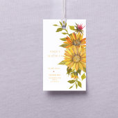 gele zonnebloem elegante bloemenbruiloft cadeaulabel
