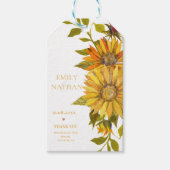 gele zonnebloem elegante bloemenbruiloft cadeaulabel (Voorkant)