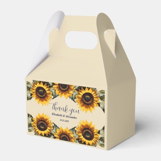  gele zonnebloem elegante bruiloft bedankdoosjes (Voorkant Zijde)