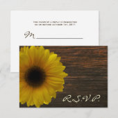Gele zonnebloem en Barnwood Fall Wedding RSVP Kaartje (Voorkant / Achterkant)