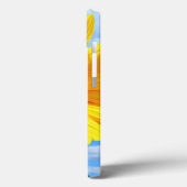 Gele Zonnebloem en Bijen op Blue Sky iPhone Case (Achterkant / Links)