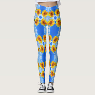 Gele zonnebloem en bijenlegging leggings