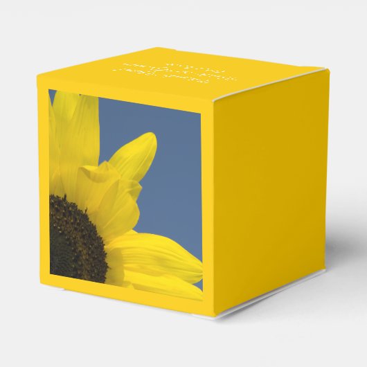 Gele Zonnebloem en Blauwe Hemel Bruiloft Bedankdoosjes (Achterkant)