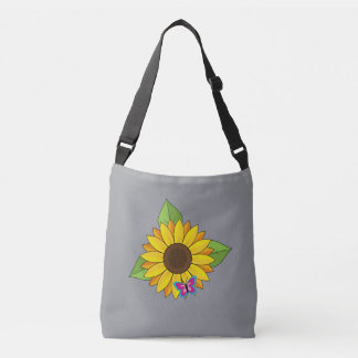 Gele Zonnebloem en Blauwe Roze Vlinder Crossbody Tas