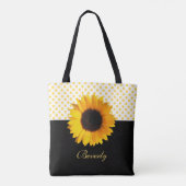 Gele zonnebloem en Canvas tas van Stippen (Achterkant)