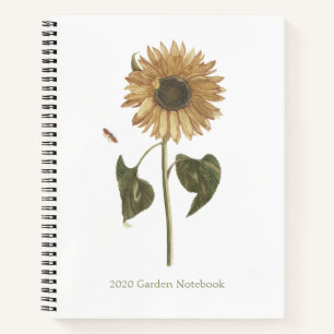 Gele zonnebloem en geelvliegengraving notitieboek