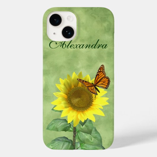gele zonnebloem en Oranje vlinder Case-Mate iPhone Case (Achterkant)