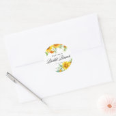 Gele Zonnebloem en Seabuckthorn Bruids Brunch Ronde Sticker (Envelop)