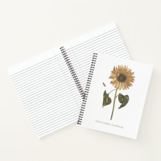 Gele zonnebloem en vlinderbloemgravering notitieboek (Binnen)