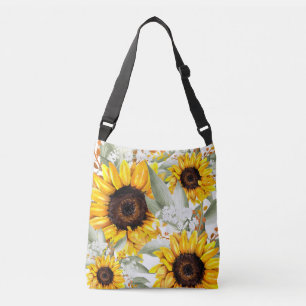 Gele zonnebloem Floral Rustische Herfst Bloem Crossbody Tas