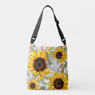 Gele zonnebloem Floral Rustische Herfst Bloem Crossbody Tas