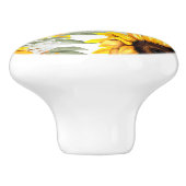 Gele zonnebloem Floral Rustische Herfst Bloem Keramische Knop (Zijkant)