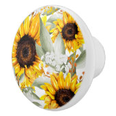 Gele zonnebloem Floral Rustische Herfst Bloem Keramische Knop (Rechts)