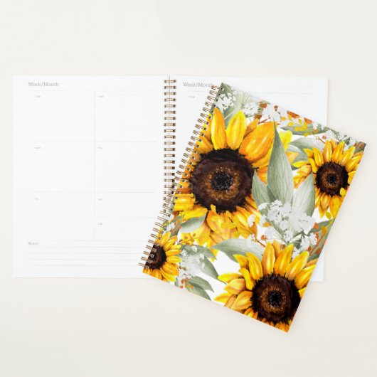 Gele zonnebloem Floral Rustische Herfst Bloem Planner (Display)