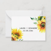Gele zonnebloem florale trillling lente bouquet notitiekaartje (Achterkant)