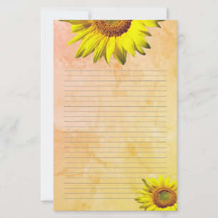 Gele Zonnebloem Gelijnd Persoonlijk Schrijfpapier Briefpapier