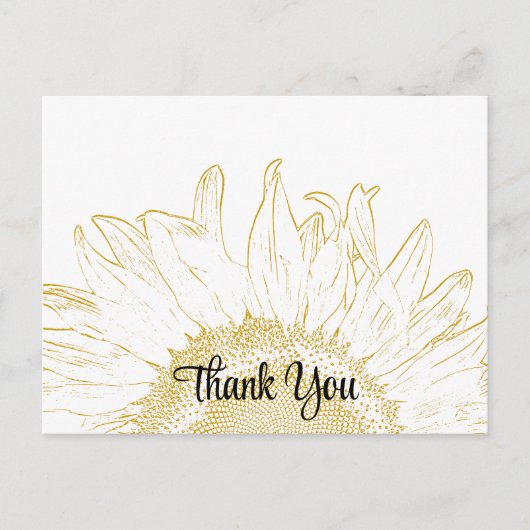 Gele zonnebloem Grafisch Dank u Briefkaart (Voorkant)