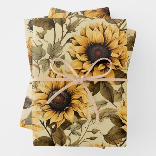 gele zonnebloem inpakpapier vel (In situ)