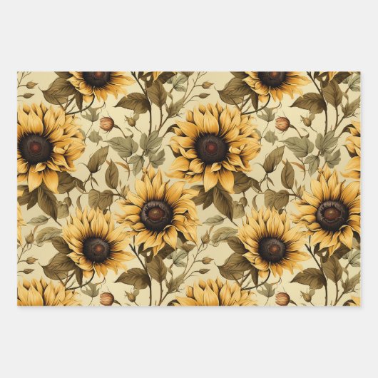 gele zonnebloem inpakpapier vel (Voorkant)