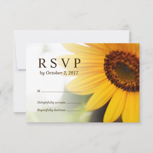 Gele Zonnebloem Kaart RSVP (Voorkant)