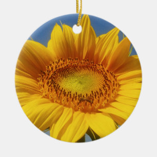 Gele zonnebloem keramisch ornament